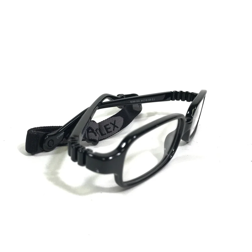 Miraflex Kids Goggles Eyeglasses Frames TERRYSIX C.J Black Rectangle 46-16-125